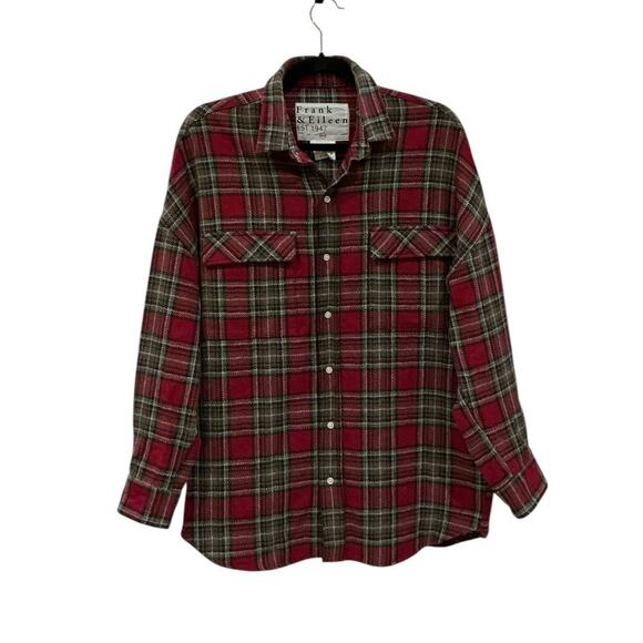 Frank & Eileen McLoghlin Utility Jacket Red Black Textured Flannel Size XS Small - Picture 6 of 14